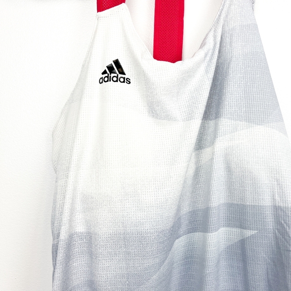 Adidas White Grey & Pink Racerback Athletic Top with Built-In Sports Bra - Picture 7 of 12